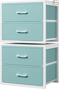 BOLUO Stackable Storage Drawers Closet Organizers and Storage Fabric Blue 2 Drawer Dresser for Bedroom 2 Packs Modern