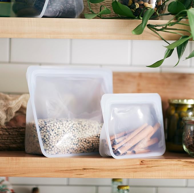 Stasher Silicone Reusable Storage Bag, Stand-Up Mini Bag, Reusable Freezer Bag, Microwave, Dishwasher, Oven Safe, Sous Vide, Eco Friendly, Food-safe Silicone Snack Bags, 56 oz, Clear | Food-Safe Silicone, Eco-Friendly, Reusable Freezer Bags, Microwave,...