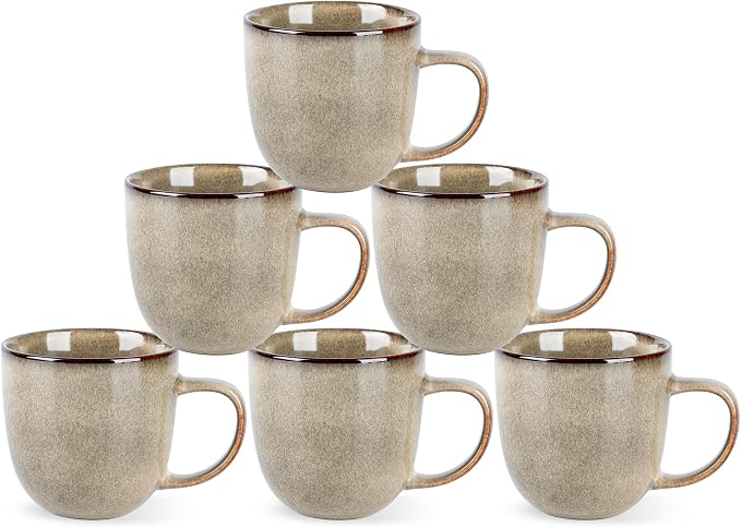 AmorArc 12oz Coffee Mugs, Ceramic Coffee Mugs set of 6 for Man, Woman, Dad, Mom, Modern Coffee Mugs with handle for Latte/Cappuccino/Milk/Cocoa. Dishwasher&Microwave Safe