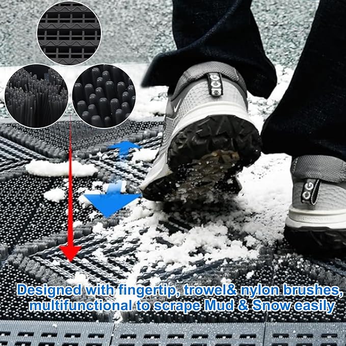 Shoe Brush Scraper - Door Scrubber Mat Outdoor Heavy Duty Boot Scraper with Brush for Home Porch Garden - - All Weather Shoes & Boots Cleaner, Removes Snow, Sand and Mud – 29.5‘’ x 17.7‘’