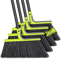 TidyBliss 4 Packs Outdoor Broom Heavy Duty, 56 inches Tall Commercial Soft Bristle Angle Brush for Sweeping Outside Patio Garden Porch Deck Shop Restaurant Garage House Lobby Hardwood Floors (Green)