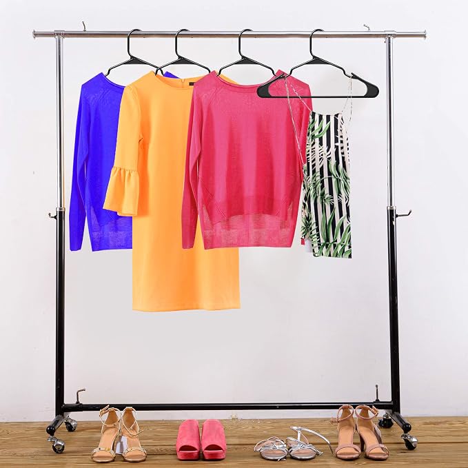 Utopia Home Clothes Hangers 60 Pack - Plastic Hangers Space Saving - Durable Coat Hanger with Shoulder Grooves (Black)