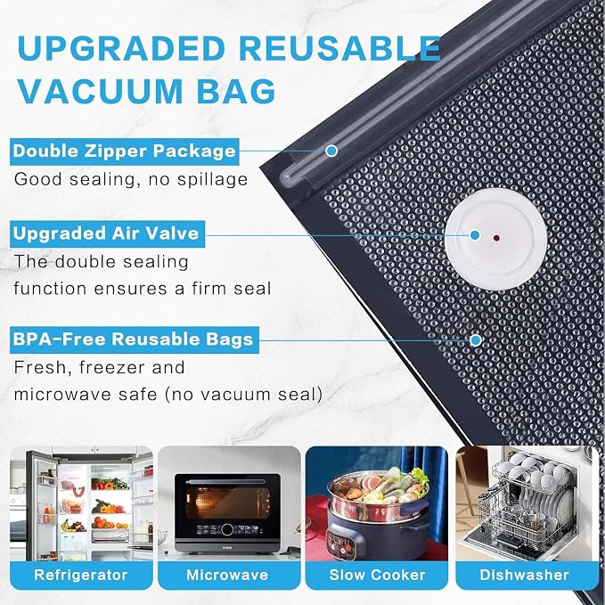 Handheld Vacuum Sealer for Food Powerful Vacuum Sealer Machine,Seal Meal Saver,Portable Food Sealer (Sealer + 2 Glass Vacuum Containers + 30 Reusable Bags)