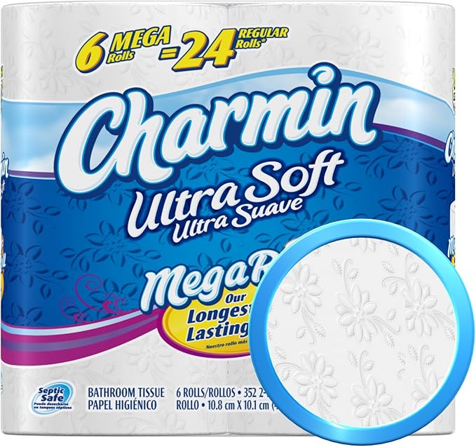 Charmin Ultra Soft, Mega Rolls, 6 Count Packs (Pack of 3) 18 Total Rolls