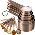 Measuring Cups and Spoons Set, Copper Measuring Cups and Spoons Set, 6 Copper Plated Measure Cups and 7 Metal Measure spoons and 1 Leveler for Kitchen & Baking