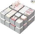 Drawer Organizer, 16 Pack Baby Dresser Organizer for Nursery, Foldable Closet Organizers and Storage Dresser Dividers for Clothes, Socks, Scarves, Ties (Gray)