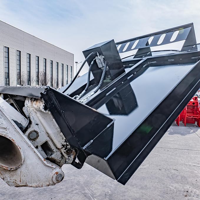 63" Wide Skid Steer Brush Cutter Attachment - 57.6"/1460mm Cutting Width, 2 Bi-Directional Blades, Fits Bobcat and Most Skid Steer Loaders, Ideal for Landscaping, Trail Clearing and Construction