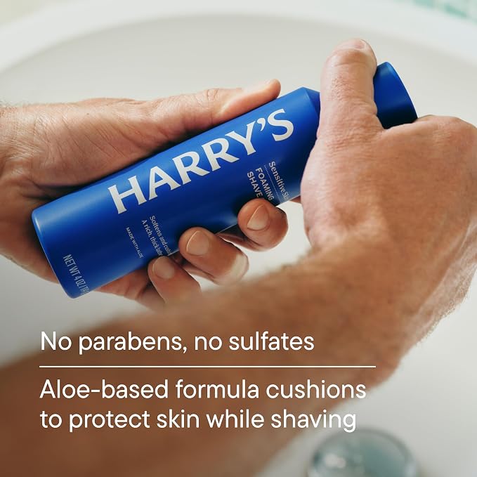 Harry's Foaming Shave Gel for Men with Aloe - (6 Pack) 2 oz - Soothes and Cushions Skin for Shaving - TSA Approved Travel Essentials - Sensitive Skin Safe