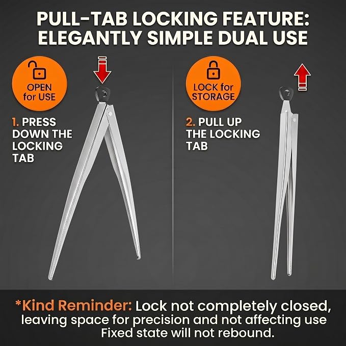 Stainless Steel Tongs 2-Pack, 11-inch Pull-Ring Locking Cooking Tongs with Non-Slip Precision Serrated Tips, Food Grade Heavy Duty Grill Tongs for BBQ, Air Fryer, Bacon, Steaks, Cooking