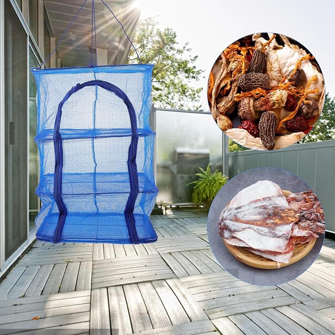 Foldable Fish Cage Fish Drying Rack Hanging Dryer Racks for Laundry Hanging Shrimp Drying Net Net Indoor Clothes Drying Rack Nylon Multi-Layer Cage Food