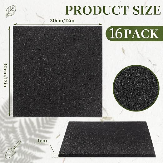 Nuanchu 16 Pcs 12 x 12 Inch Rubber Stepping Stones Outdoor Garden Walkway Non-Slip Durable Pavers for Patio, Pathway, Landscaping, Weatherproof Stepping Stones for Easy Installation (Square,Black)