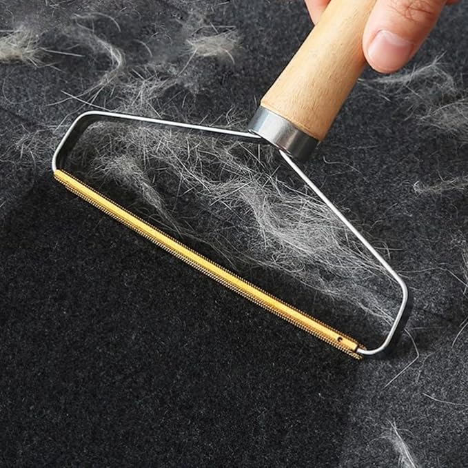 Carpet hair remover tool，Portable Clothes Lint roller Remover Lint Fabric Shaver Removes Pet Hair Lint Particles from Furniture Clothes Cleaning Tool-Wood Handle, Jtmfqjq3
