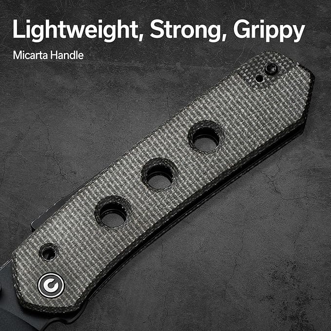 CIVIVI Vision FG Pocket Knife, 3.54" Nitro-V Reverse Tanto Blade C22036-3 | Superlock Folding Knife with Micarta Handle, Reversible Ambidextrous Clip for EDC Camping Hiking