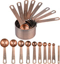 Copper Plated Measuring Cups and Spoons set 18 for Dry & Liquid, Metric & US Stainless Steel Measuring Cup and Spoon Set with Leveler for Baking & Kitchen