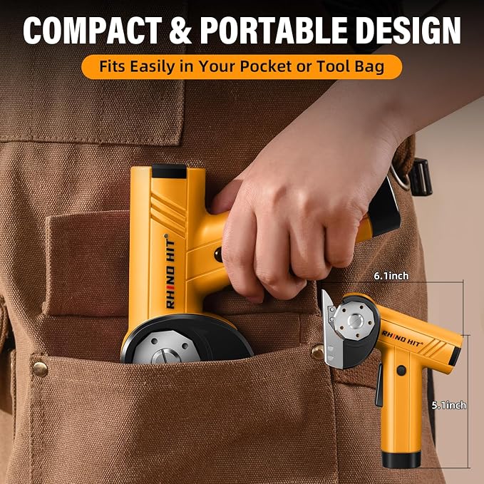 Cordless Electric Scissors, Rechargeable Rotary Cardboard Cutter with LED Light & Safety Lock, 4-Speed Adjustable, 3 Blades for Fabric, Carpet, Leather & Carton, with Storage Case(yellow)
