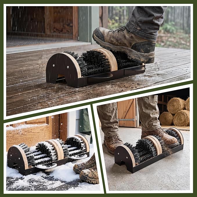 2026 Upgrade Boot Scrubber Cleaner, Heavy Duty Shoe Brush with Sturdy Steel Frame & Extra Long Dense Bristles, Efficient Mud Remover for Porch, Farm, RV