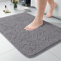 LOCHAS Luxury Bathroom Rug Shaggy Bath Mat 20 x 30 Inch, Gray | Washable Non Slip Bath Rugs for Bathroom Shower, Soft Plush Chenille Absorbent Carpets