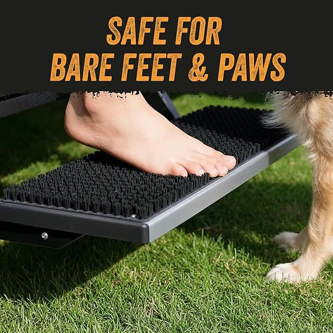 TrailScrubber RV Step Covers for RV Steps & Trailer Stairs | Bristle Boot Brush Scrubber Cleans Dirt, Mud & Snow from Shoes | Non-Slip Boot Cleaner for Camper Step Covers