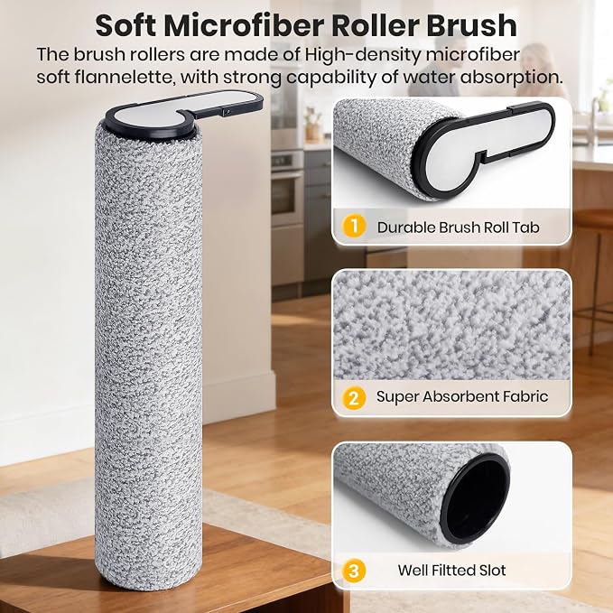F25 Brush Roller and HEPA Filter Replacement Accessories compatible with Roborock F25/F25 ACE/F25 ALT/F25 LT/F25 RT/F25 ACE/F25 GT Cordless Wet Dry Vacuum Cleaner（2 roller brushes, 4HEPA Filters)