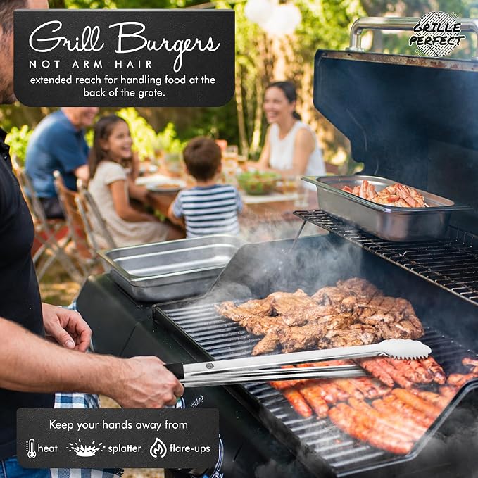 Grill Tongs 24-Inch Super Long Extra Heavy Duty for Grilling and Barbecue Heat Resistant Hand Grips Stainless Steel for BBQ Outdoor Kitchen and Cooking Hot Grilled Food