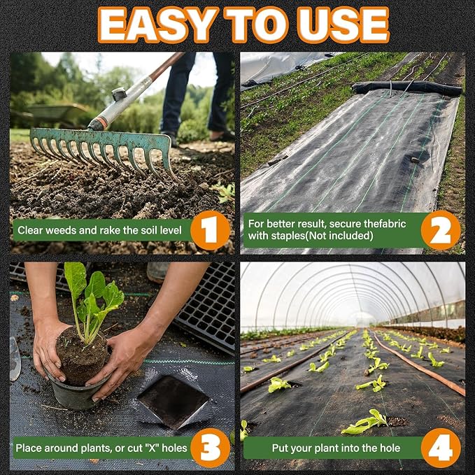 Winisok 3FT x 300FT Weed Barrier Landscape Fabric, 3.2oz Woven Garden Cloth, Heavy Duty Breathable Ground Cover for Landscaping, Gardening and Farming