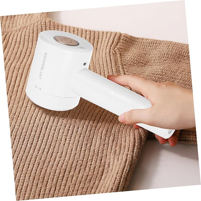 USB Rechargeable Hair Ball Shaver Lint Remover for Clothes Sweaters Fluff Trimmer with Blades Portable White Defuzzer for Home and Travel Use