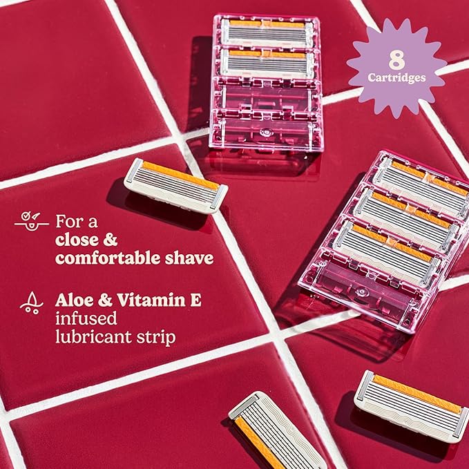 Dollar Shave Club For Women | Razor Refills (8 Pack) | 6 Stainless Steel Blades | Razors for Women, Womens Razors