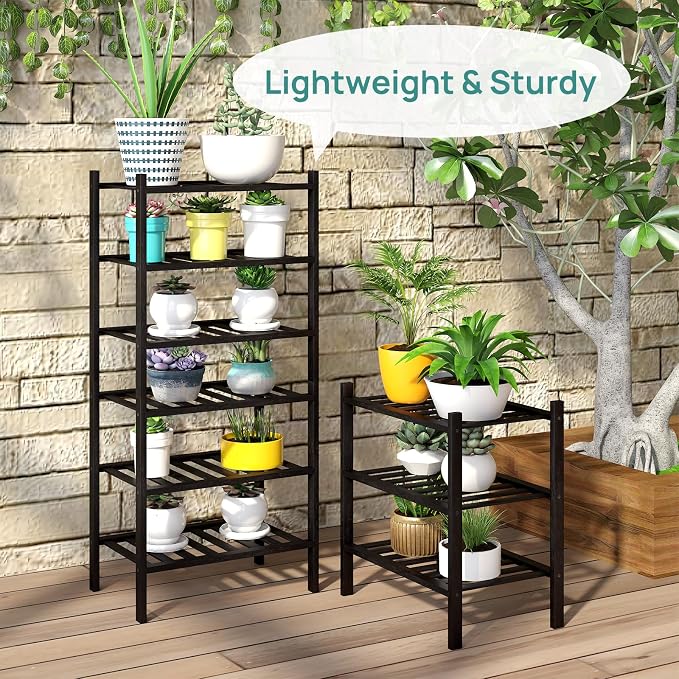 viewcare Small Shoe Rack for Entryway,3-Tier Black Bamboo Shoe Organizer for Hallway Closet, Free Standing Shoe Racks for Indoor Outdoor