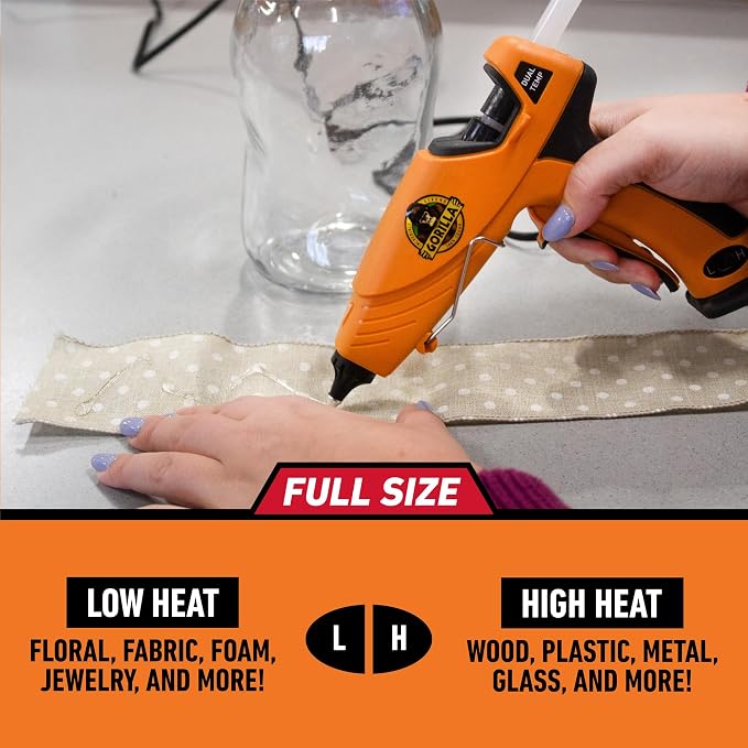 Gorilla Hot Glue Gun Kit (Pack of 1 Full Size Hot Glue Gun and 45 Sticks) - Dual Temp, Precision Nozzle, and Easy Squeeze Trigger