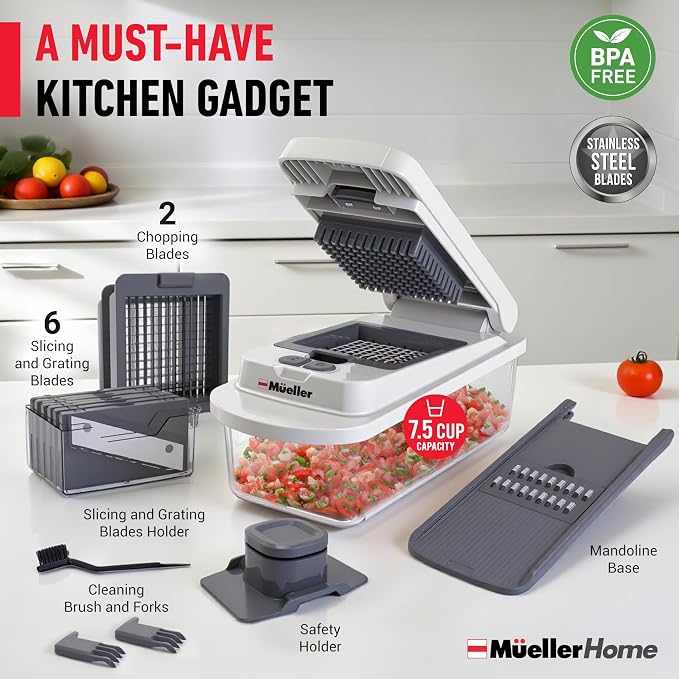 Mueller The Real Original Pro Chopper since 2013 Vegetable Chopper Mandoline Slicer, 8 Blade Food Veggie Chopper Onion Vegetable Cutter with Container, Kitchen Gadgets & Essentials, (10 in 1)