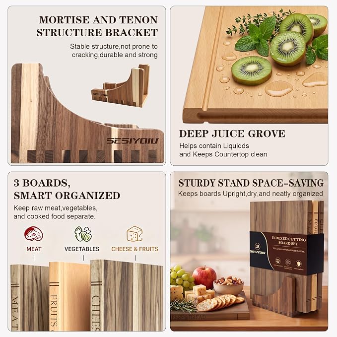 Book Cutting Board Set, Acacia Wooden Cutting Boards for Kitchen, Cutting Boards That Look Like Books for Charcuterie Vegetables Cheese Meat, 3pcs Chopping Board for Home Cooks & Decor