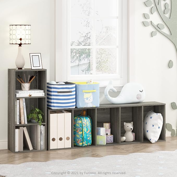 Furinno LUDER Book Shelf, 3-Cube Bookshelf, Bookcase with Open Shelves, 9.3 x 12 x 31.5, Easy Assembly, for Living Room, Bedroom, Home Office, French Oak