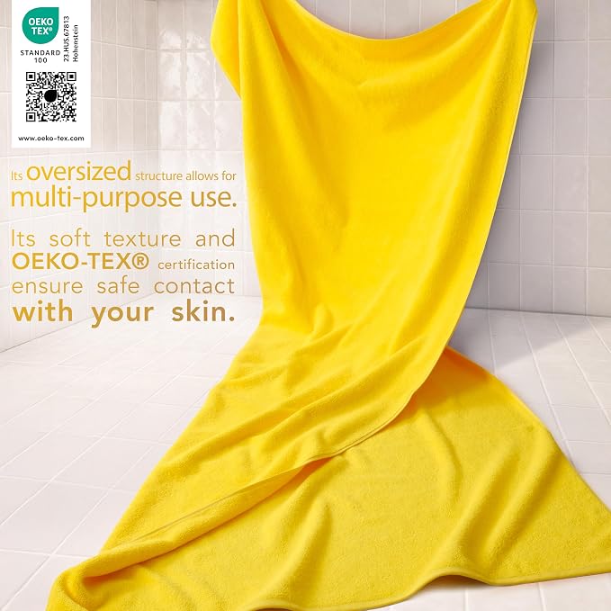 Cotton Paradise 100% Cotton Turkish Towel, Soft Absorbent Quick Dry, 40x80 Oversized Bath Sheet Towel, Yellow