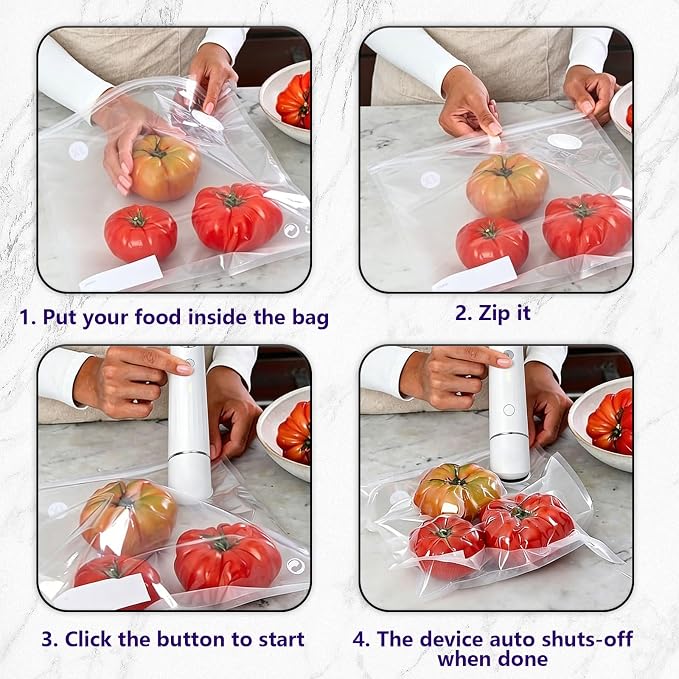 30-Pack XL Large Vacuum Sealer Bags & 2 Bonus Sealing Clips, Compatible with Chef Preserve – BPA-Free (12 x 20 in) Reusable Food Storage Bags for Freezer, Microwave, Sous Vide – Leak-Proof