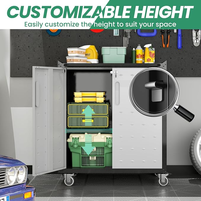 12-Piece Heavy Duty Steel Garage Cabinet System | All-in-One Modular Garage Cabinet Set for Ultimate Workshop Organization | Easy Assembly Garage Storage Cabinets & Tool Bench