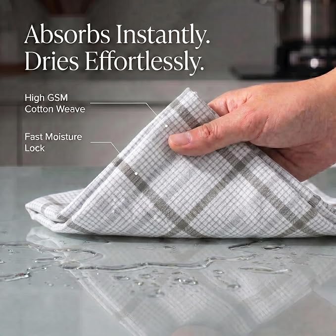 Urban Villa Kitchen Towels Cotton Dish Towels 20”x30” (Set of 6) Tiny Checks