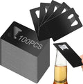 Nuogo 100 Pcs Stainless Steel Card Bottle Openers Bulk Metal Card Beer Openers Groomsmen Wallet Bottle Opener for Wedding Party Bridesmaid Favors Gifts (Black)