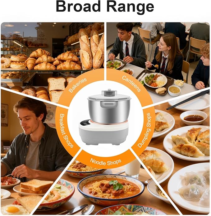 5L/169.09Oz Electric Dough Maker, 200W Household Dough Mixer Machine Complete Kit,170Rpm 304 Stainless Steel Commercial Tabletop Stand Mixers w/Measuring Cup, Measuring Spoon (Silver)