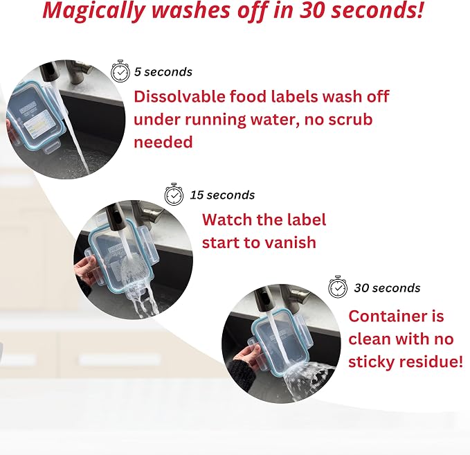 2x3 Dissolvable Food Labels, 500 Label Stickers, Bottle Labels for Storage Bins, Sticker Labels for Food containers, (500, Blank)