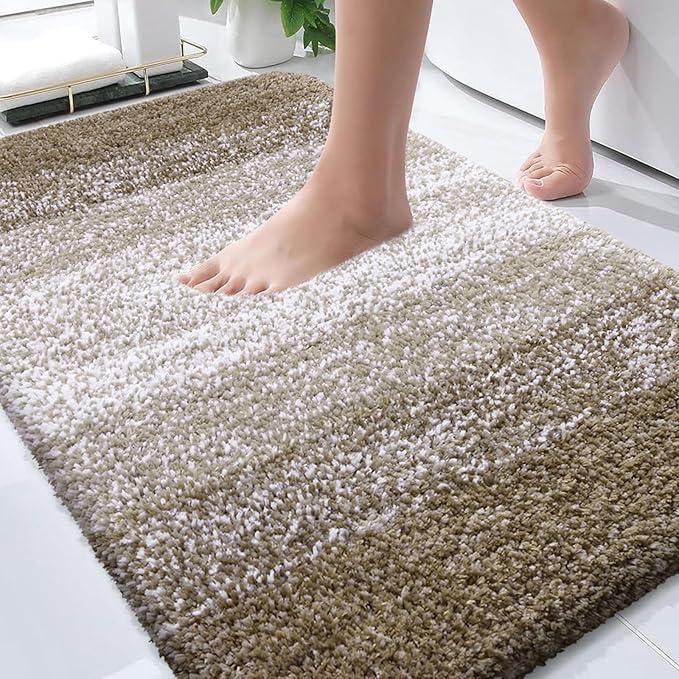 OLANLY Bathroom Rugs Mat 30x20, Extra Soft Absorbent Microfiber Bath Rugs, Rubber Backing, Quick Dry, Machine Washable Bath Mats for Bathroom Floor, Tub and Shower, Home Decor Accessories, Coffee
