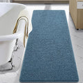 LOCHAS Luxury Bathroom Rug Shaggy Bath Mat 24 x 60 Inch, Denim Blue | Washable Non Slip Bath Rugs for Bathroom Shower, Soft Plush Chenille Absorbent Carpets