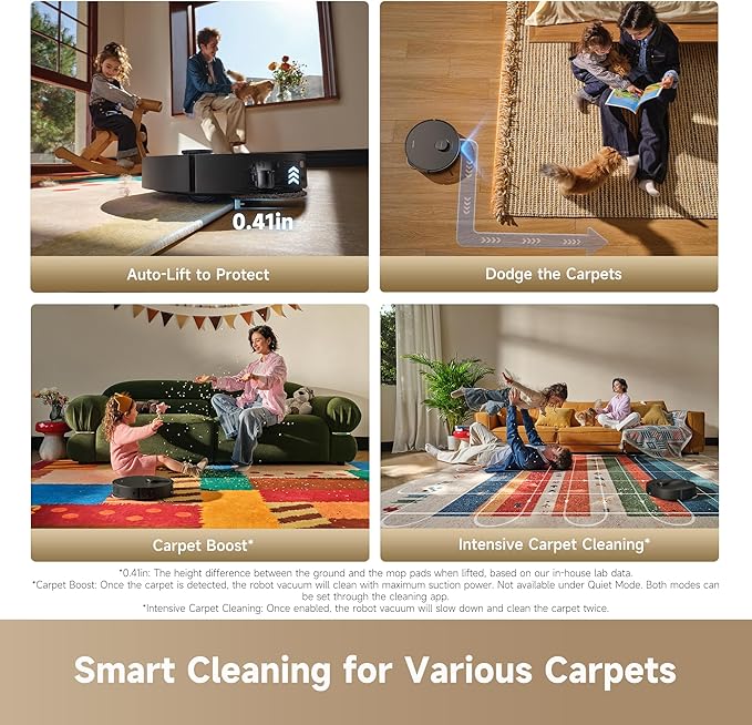 DREAME D30 Ultra CE Robot Vacuum and Mop with Auto Dust Emptying, 25,000Pa Suction, 0.41in Mop Lifting, Multifunctional Base Station, Mop Self-Washing, Smart Obstacle Avoidance, Black