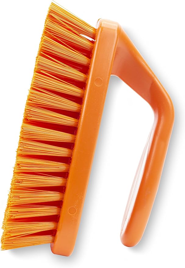SPARTA Scrub Brush with Iron Shaped Handle and Stiff Bristles, Heavy Duty Scrubber Brush for Kitchen, Bathroom, Shower, Tile, Sink, Carpet and Bakepans, Polypropylene, 6 Inches, Orange, (Pack of 6)