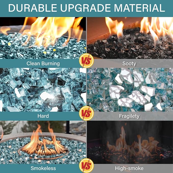NUPICK 5 Pound Fire Glass, 1/2 Inch Reflective Fire Pit Glass Rocks