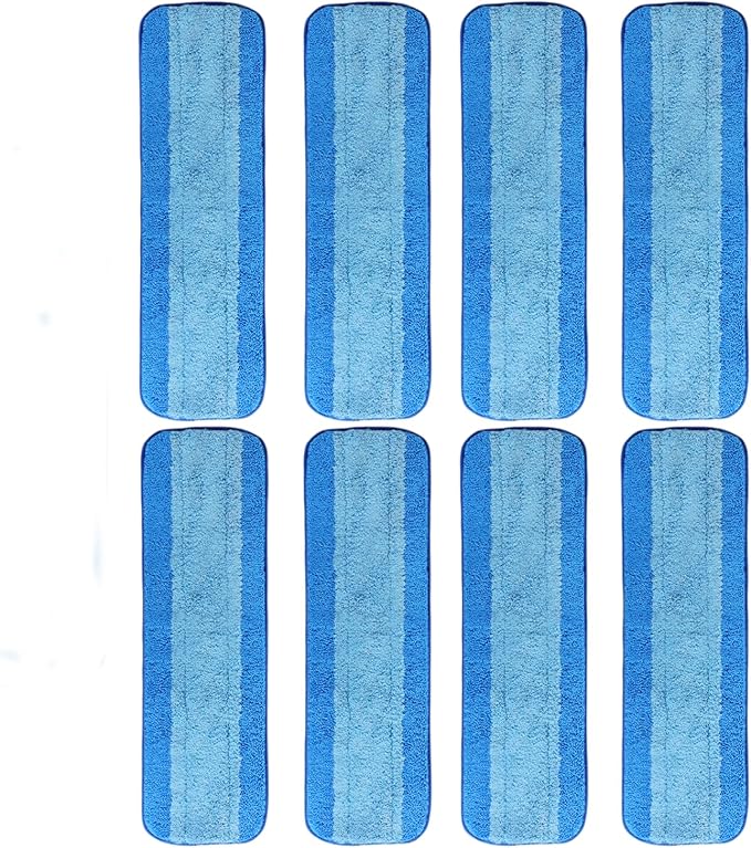 8 Pack Microfiber Cleaning Pads, Reusable Microfiber Mop Pads for 18 Inch Mop, Hardwood & Hard Surface Floors Replacement Cleaning Mop Pads, Machine Washes