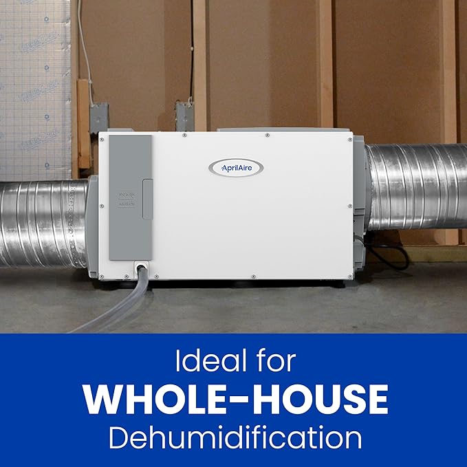 AprilAire E100 Pro 100-Pint Whole-House Dehumidifier + Model 76 Wall Mount Control, Commercial-Grade Dehumidifier for Basement, Crawlspace, or Whole House up to 5,500 sq. ft.