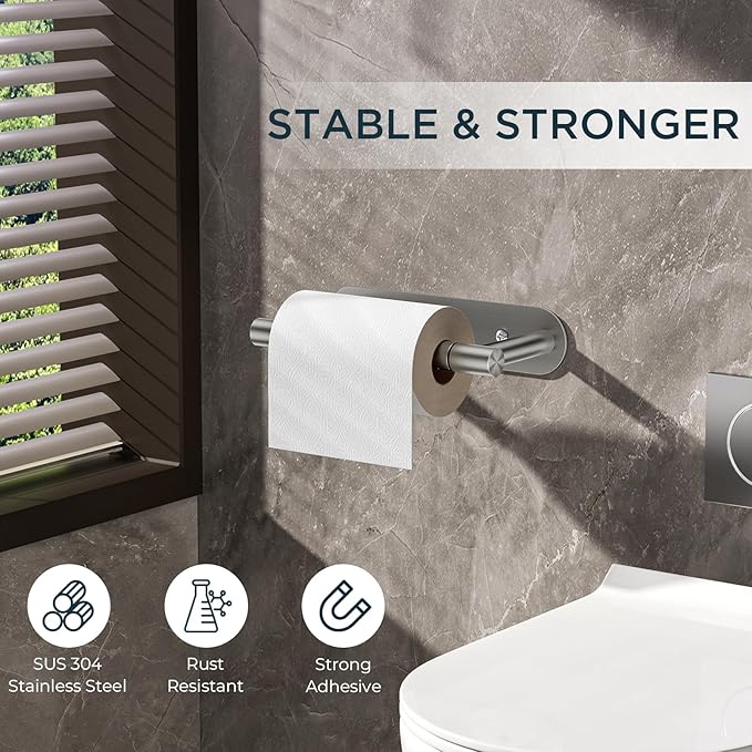 FORIOUS Toilet Paper Holder Wall Mount, Stainless Steel Rustproof Double Post Pivoting Tissue Roll Holder for Bathroom, Commercial Toilet Paper Dispenser (Stainless Steel, Modern Round 1 Pack)
