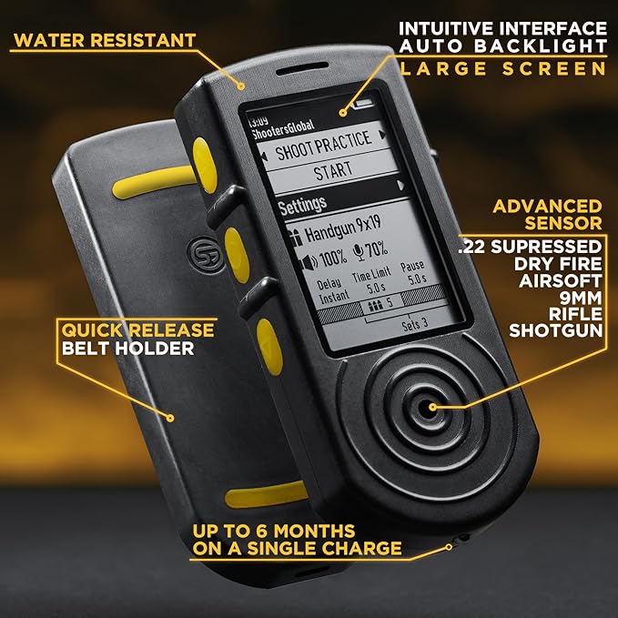SG Timer 2 | Smart Shot Timer for Training & Dry Fire Practice, Water Resistant, Next-gen Sensor, Bluetooth & Free Mobile app with Extra Features.