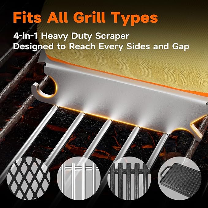 Replaceable Bristle Free Cleaning Head, Safe BBQ Grill Brush Cleaning Pad Replacement for Cast Iron or Stainless-Steel Grates, Grill Cleaner (Replaceable Head)