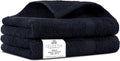 Villa Celestia Cotton Hand Towels Set of 2, 16 x 28, Oeko-TEX Certified, Quick Dry, Black